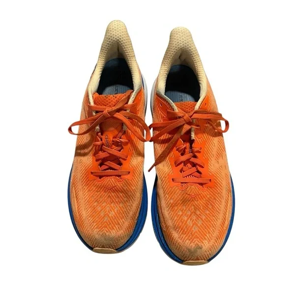 Hoka Clifton 9 Men’s Running Shoe Blue Vibrant Orange Meta Rocker Sneakers - Picture 4 of 10